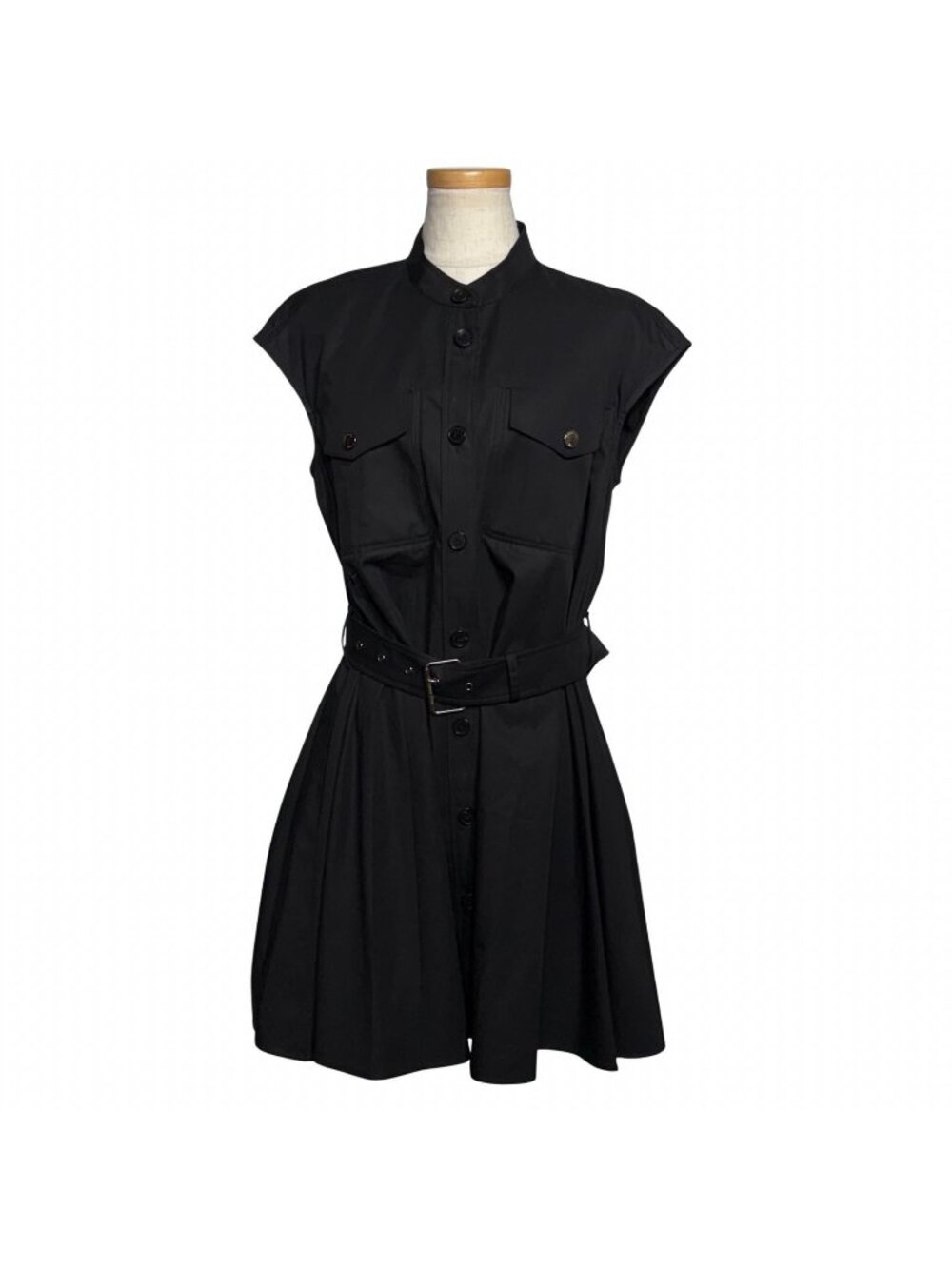 Dior Belted Sleeveless Short Dress Black Cotton 38
